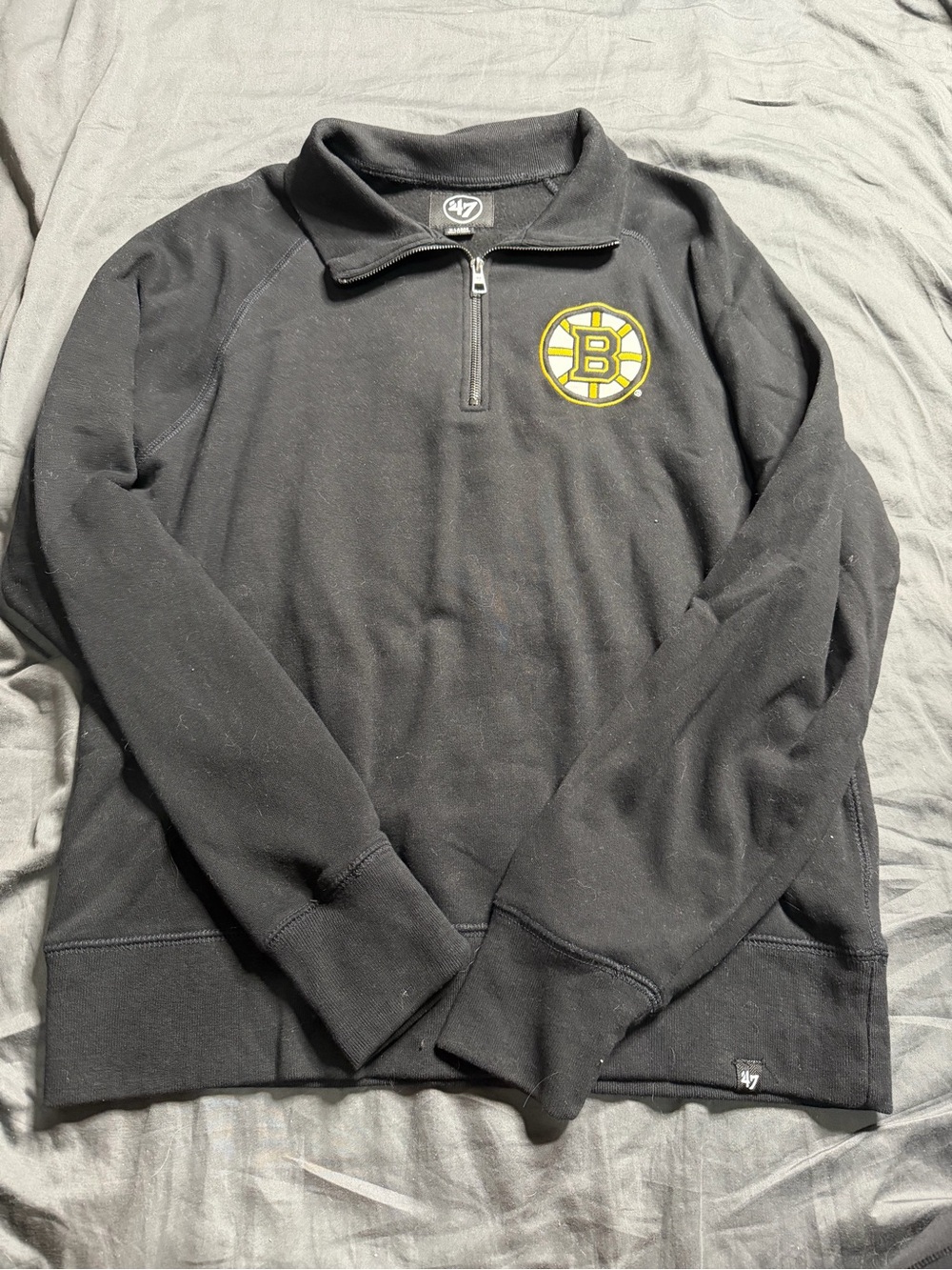 47 Black Quarter-Zip Pullover with Yellow Boston 'B' Patch